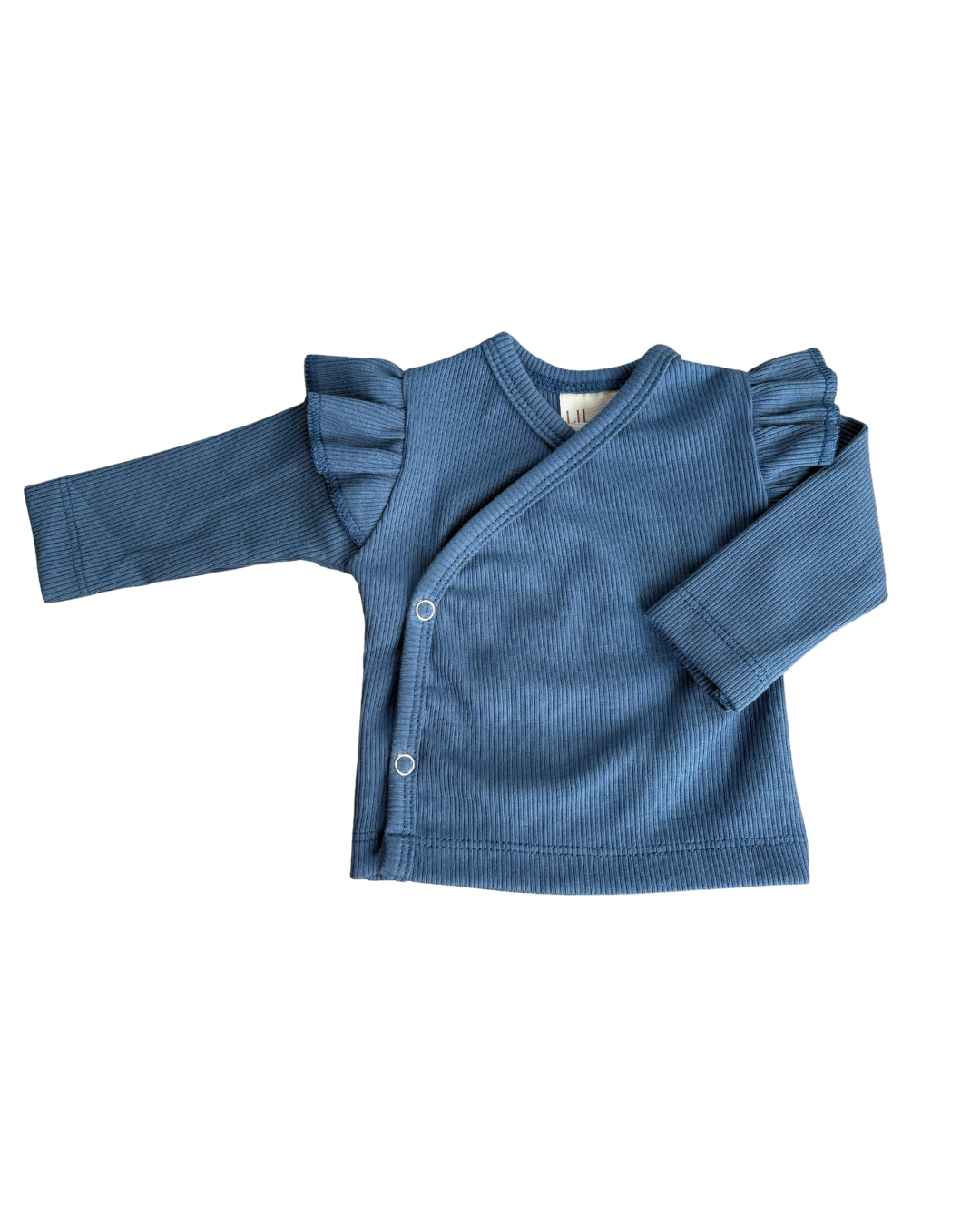 overslagshirtje blauw ruffle
